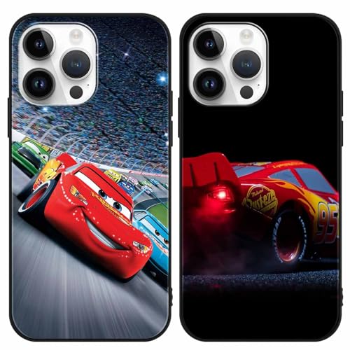 nurkorki [2 Stück Handyhülle für Apple iPhone 13 Pro Max 6,7" Hülle, Weiche Silikon Stoßfest TPU Schutzhülle Hülle Motiv 95 Cars Lightning McQueen Case für iPhone 13 Pro Max, M1 von nurkorki