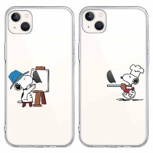 nurkorki [2 Stück Handyhülle für iPhone 13 iPhone 14 Hülle 6,1",Transparent Silikon TPU Schutzhülle mit Cartoon Chic Lustig Anime Muster Stoßfest Hüllen(für iPhone 13 iPhone 14),Karikatur 2 von nurkorki