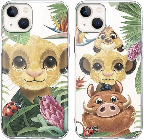 nurkorki [2 Stück] Niedlich Lion Transparent Handyhülle für iPhone 16 Plus 6,7",Karikatur Kawaii Motiv Muster Case Weich TPU Silikon Matt Stoßfest Cover Kompatibel mit iPhone 16 Plus Hülle von nurkorki
