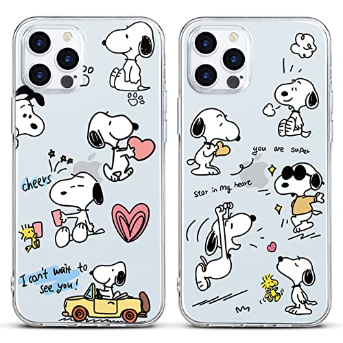 nurkorki [2 Stück Schutzhülle für Samsung Galaxy S22 5G Hülle 6,1", Handyhülle Snoopy Niedlich Karikatur Muster Transparente TPU Silikon Einzigartige Lustig Beschützen Hülle mit Samsung S22 von nurkorki