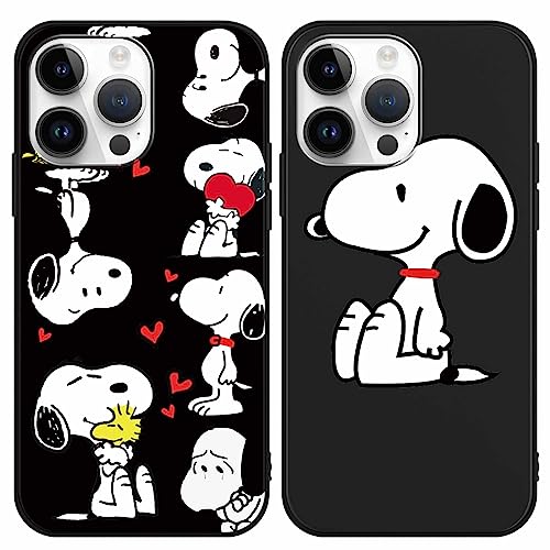 nurkorki [2 Stück Schutzhülle für iPhone 13 Pro Max Hülle 6,7", Handyhülle Snoopy Niedlich Karikatur Muster TPU Silikon Einzigartige Lustig Beschützen Hülle Kompatibel mit iPhone 13 Pro Max von nurkorki