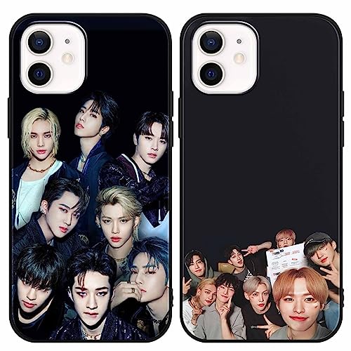 nurkorki [2 Stück] Stray Kids Handyhülle mit iPhone 12/12 Pro Hülle 6,1", Kpop Start für Mädchen Frauen Silikon TPU Stoßfest Case Design Muster with Schutzhülle für Skz Fans für iPhone 12 Hüllen,02 von nurkorki