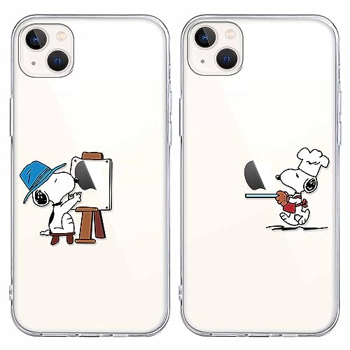nurkorki [2 Stück] Transparent Cartoon Handyhülle für iPhone 12/12 Pro Hülle 6,1",Silikon TPU Schutzhülle mit Chic Snoopy Lustig Anime Muster Stoßfest Hüllen(für iPhone 12),Karikatur 2 von nurkorki