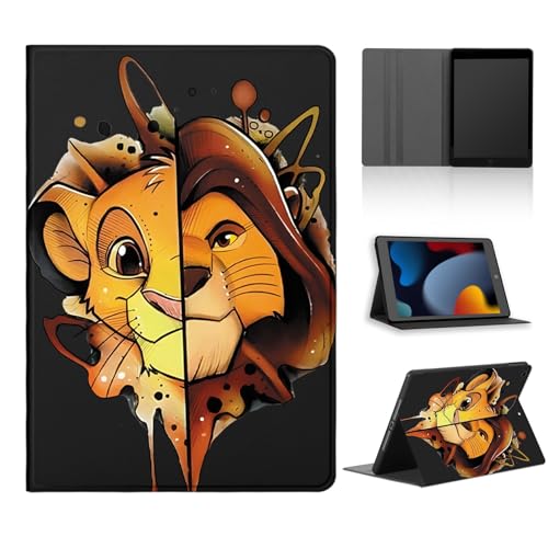 nurkorki Cartoon Tablet Hülle für Amazon Fire HD 8 Tablet 10,1"(2018, 2017, 2016, 8,/7,/6, Generation),Schwarz TPU Cute Anime Lion Löwe Muster Flip PU Leder mit Standfunktion Stoßfest Case,Anime von nurkorki
