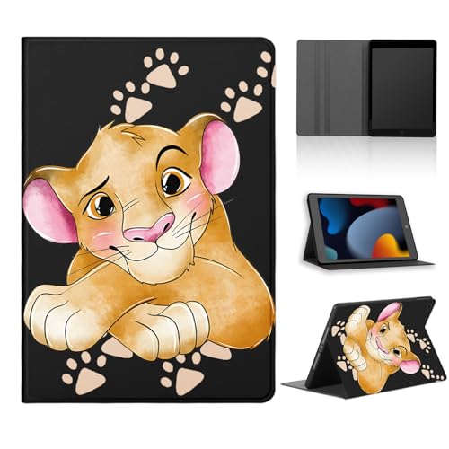nurkorki Cartoon Tablet Hülle für Apple iPad Air 13" M2 2024,Ultra Dünn Weiches Schwarz TPU Cute Anime Lion Löwe Muster Design Schutzhülle Flip PU Leder mit Standfunktion Stoßfest Case,Cool von nurkorki