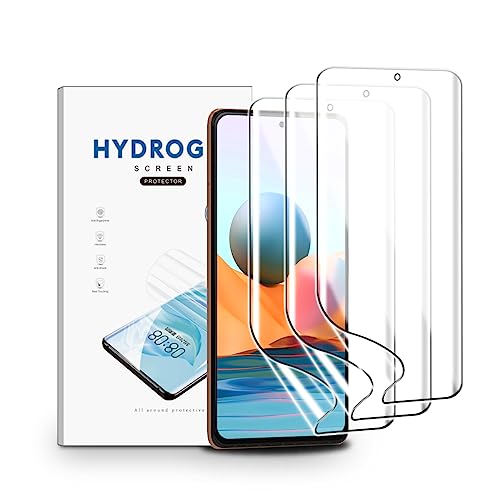 nvskvd Hydrogel Folie für Xiaomi Redmi Note 10 Pro, 3 Stück Schutzfolie Klar HD Weich TPU Displayschutzfolie Fingerabdruck-ID Unterstützen von nvskvd