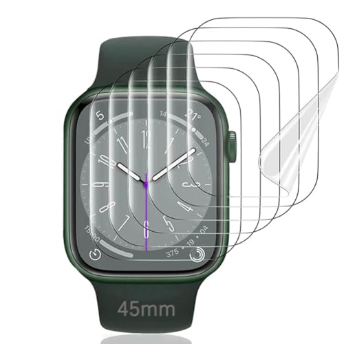 nvskvd Schutzfolie für Apple Watch Series 9/8/7 45mm, 5 Stück TPU Displayschutzfolie Hydrogel Folie Klar HD Weich TPU Hydrogel Film von nvskvd