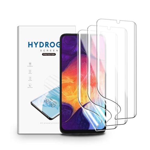 nvskvd Schutzfolie für Samsung Galaxy A50, 3 Stück Hydrogel Folie Klar HD Weich TPU Displayschutzfolie Fingerabdruck-ID Unterstützen von nvskvd