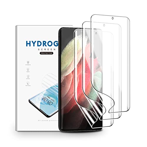 nvskvd Schutzfolie für Samsung Galaxy S21 Ultra, 3 Stück Hydrogel Folie Klar HD Weich TPU Displayschutzfolie Fingerabdruck-ID Unterstützen von nvskvd