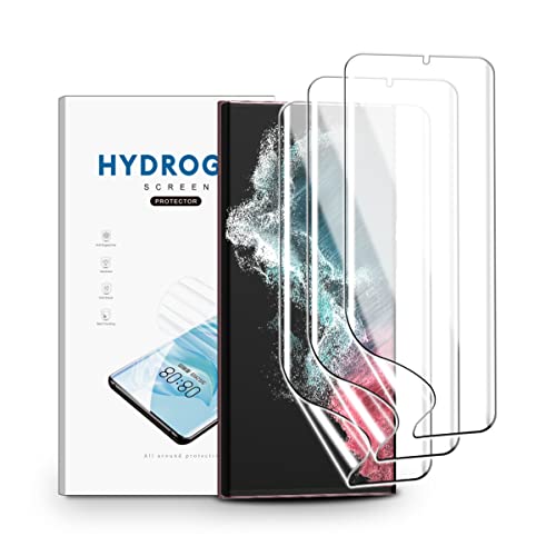 nvskvd Schutzfolie für Samsung Galaxy S22 Ultra, 3 Stück Hydrogel Folie Klar HD Weich TPU Displayschutzfolie Fingerabdruck-ID Unterstützen von nvskvd