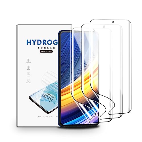 nvskvd Schutzfolie für Xiaomi Poco X3 Pro/Xiaomi Poco X3, 3 Stück Hydrogel Folie Klar HD Weich TPU Displayschutzfolie Fingerabdruck-ID Unterstützen von nvskvd