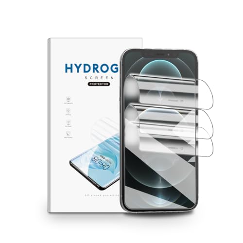nvskvd Schutzfolie für iPhone 12 Pro, 3 Stück Hydrogel Folie Klar HD Weich TPU Displayschutzfolie Fingerabdruck-ID Unterstützen von nvskvd