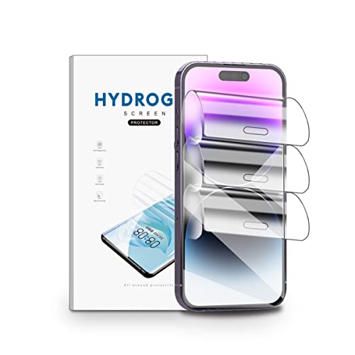 nvskvd Schutzfolie für iPhone 14 Pro, 3 Stück Hydrogel Folie Klar HD Weich TPU Displayschutzfolie Fingerabdruck-ID Unterstützen von nvskvd