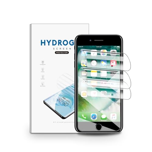 nvskvd Schutzfolie für iPhone 7 Plus/8 Plus, 3 Stück Hydrogel Folie Klar HD Weich TPU Displayschutzfolie Fingerabdruck-ID Unterstützen von nvskvd