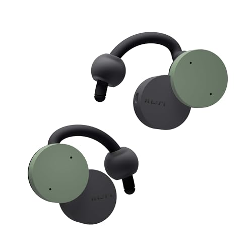 nwm DOTS Kabellose On-Ear-Lautsprecher (Open Ear Ohrhörer) Schallverlust unterdrückt (PSZ-Technologie - Knochenleitungsalternative) mit optimaler Mikrofonfunktion Designed in Japan | Moosgrün von nwm