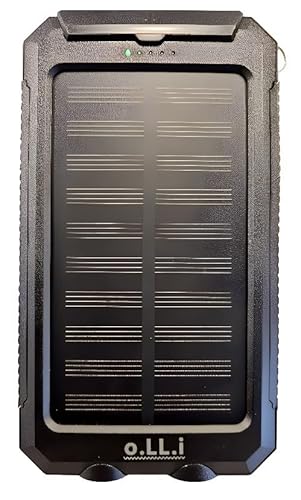 Tragbare Plug-in-Powerbank Power Bank 10000mAh Solar Ladegerät Wasserdicht Stoßfest Dual Taschenlampe und Kompass für Handys, Handys und mobile Geräte (Grün) von o.LL.i