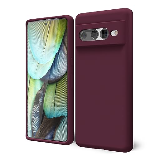 oakxco für Google Pixel 7 Pro Hülle Silikon Case, Dünn Schutz Gummi Original Handyhülle, Weich Slim Matt TPU Kameraschutz Stoßfest rutschfest Kratzfest Schutzhülle, für Frauen Damen Mädchen, Weinrot von oakxco