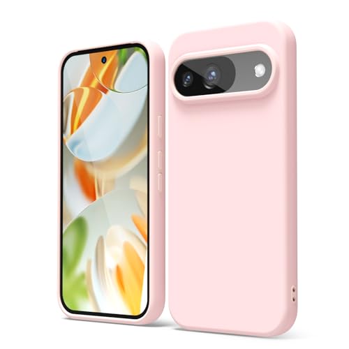 oakxco für Google Pixel 9/ Pixel 9 Pro Hülle Silikon Case mit Kameraschutz, Ultra Dünn Bunt Handyhülle Mädchen, Einfarbig Handy Hülle Slim Schutzhülle, Matt TPU Weich Gummi Silikonhülle, Rosa Pink von oakxco