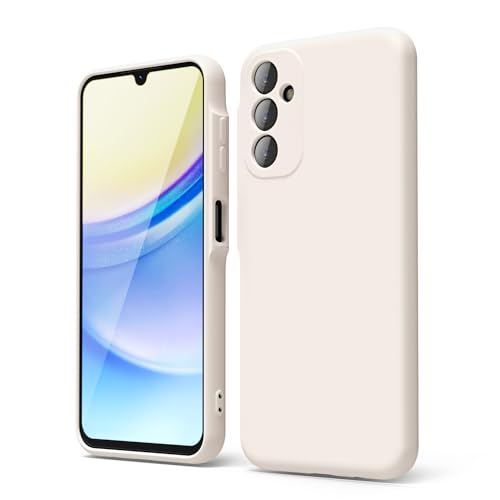 oakxco für Samsung Galaxy A15 5G Hülle Silikon mit Kameraschutz, Dünn Bunt Gummi Gel Einfarbig Schutz Handyhülle, Weich Slim Matt Handy Hülle, Cute Elegant Schutzhülle für Mädchen Männer, Beige Titan von oakxco