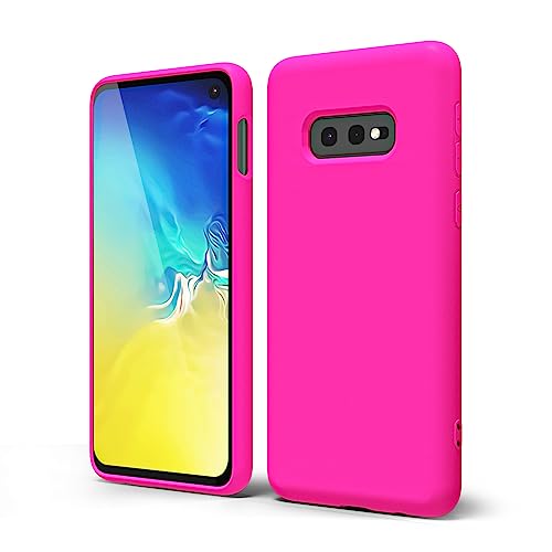 oakxco für Samsung Galaxy S10e Hülle Silikon Case, Dünn Schutz Gummi Original Handyhülle, Weich Slim Matt TPU Kameraschutz Stoßfest Leicht Schutzhülle, für Frauen Damen Mädchen, Leuchtend Neon Pink von oakxco