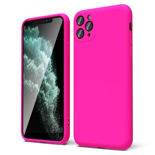 oakxco für iPhone 11 Pro Max Hülle Silikon Case, Dünn Schutz Gummi Original Handyhülle, Weich Slim Matt TPU Kameraschutz Stoßfest Kratzfest Schutzhülle, für Frauen Damen Mädchen, Leuchtend Neon Pink von oakxco