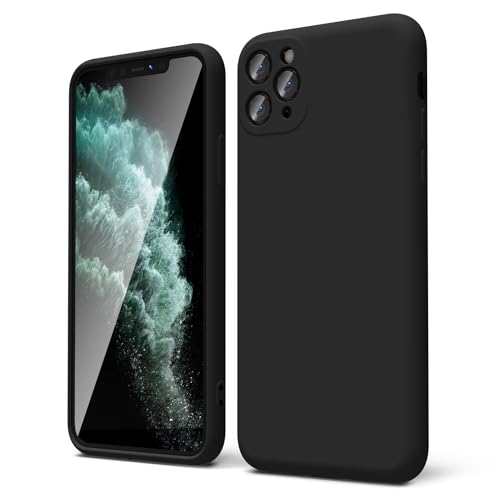 oakxco für iPhone 11 Pro Max Hülle Silikon Case, Dünn Schutz Gummi Original Handyhülle, Weich Slim Matt TPU Kameraschutz Stoßfest rutschfest Kratzfest Schutzhülle, für Frauen Damen Mädchen, Schwarz von oakxco