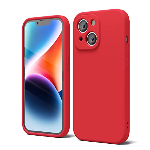 oakxco für iPhone 14 Hülle Silikon Case, Dünn Schutz Gummi Original Handyhülle, Weich Slim Matt TPU Kameraschutz Stoßfest rutschfest Kratzfest Kratzfest Schutzhülle, für Frauen Damen Mädchen, Rot von oakxco