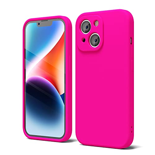 oakxco für iPhone 14 Plus Hülle Silikon Case, Dünn Schutz Gummi Original Handyhülle, Weich Slim Matt TPU Kameraschutz Stoßfest Kratzfest Schutzhülle, für Frauen Damen Mädchen, Leuchtend Neon Pink von oakxco