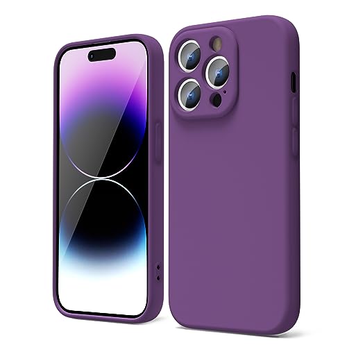 oakxco für iPhone 14 Pro Hülle Silikon Case, Dünn Schutz Gummi Original Handyhülle, Weich Slim Matt TPU Kameraschutz Stoßfest rutschfest Kratzfest Schutzhülle, für Frauen Damen Mädchen, Violett Lila von oakxco