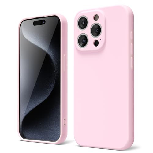 oakxco für iPhone 15 Pro Hülle Silikon Case, Dünn Schutz Gummi Original Handyhülle, Weich Slim Matt TPU Kameraschutz Stoßfest rutschfest Kratzfest Leicht Schutzhülle, für Frauen Damen Mädchen, Rosa von oakxco