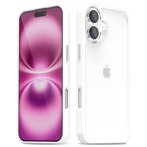 oakxco für iPhone 16 Plus Fall Matte Clear, Durchsichtige 16 Plus Phone Case, Anti-Fingerabdruck Frosted Hartplastik Weiche Silikon Stoßstange, Weiß von oakxco