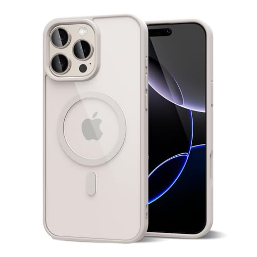 oakxco für iPhone 16 Pro Max Hülle Magsafe Durchsichtig, Klar Magnetisch Induktives Laden Handyhülle Bunt Dünn Silikon & Transparent Hart Plastik, Cute Clear Case Handy Hülle für Mädchen, Beige Titan oakxco für iPhone 16 Pro Max Hülle Magsafe Durchsichtig, Klar Magnetisch Induktives Laden Handyhülle Bunt Dünn Silikon & Transparent Hart Plastik, Cute Clear Case Handy Hülle für Mädchen, Beige Titan von oakxco