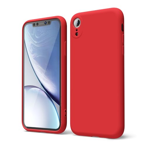 oakxco für iPhone XR Hülle Silikon Case, Dünn Schutz Gummi Original Handyhülle, Weich Slim Matt TPU Kameraschutz Stoßfest rutschfest Kratzfest Leicht Schutzhülle, für Frauen Damen Mädchen, Rot von oakxco