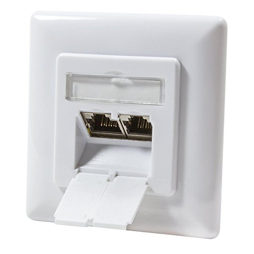 odedo® CAT 6A 10 Gigabit 500Mhz Universal Netzwerkdose Unterputz 2x RJ 45 voll geschirmt 10 Gigabit Signal Weiß, AWG 22-24, PoE LAN, Network Wall Outlet von odedo