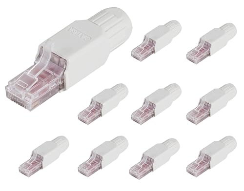 odedo 10x RJ45 Netzwerkstecker CAT6A CAT7 werkzeuglos Lan Stecker werkzeugfreie Montage ohne Werkzeug, Ethernet 10Gbps PoE++ von odedo