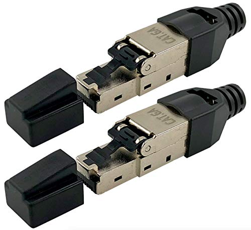 odedo 2 Stück CAT 6a RJ45 Netzwerkstecker werkzeugfreie Montage für Netzwerkkabel PC Server Verlegekabel AWG 22-26 Crimp Stecker von odedo