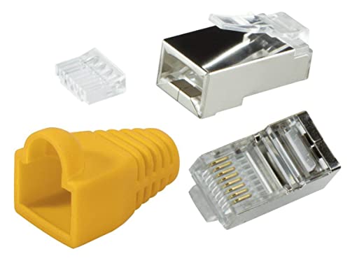 odedo 20x RJ45 Crimpstecker Netzwerkstecker CAT 6 + Einfädelhilfe + Hülle gelb von odedo