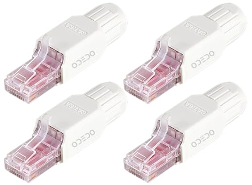 odedo 4x RJ45 Netzwerkstecker CAT6A CAT7 werkzeuglos Lan Stecker werkzeugfreie Montage ohne Werkzeug Ethernet 10Gbps PoE++ von odedo