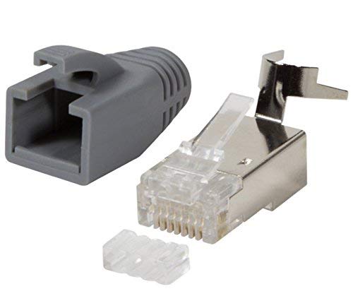 odedo Crimpverbinder Grau 10 Stück CAT 7, CAT 7A, CAT 6A Verlegekabel bis 8mm 10Gbit Ethernet für flexible oder starre Leiter 1,2mm bis 1,45mm Modularstecker geschirmt von odedo