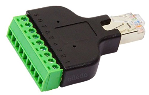 odedo RJ45 Stecker auf Terminal Block 8-Pin Adapter LAN Netzwerkstecker Ethernet Converter male to 8 pin screw von odedo