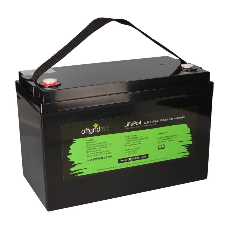 Offgridtec LifePo4 Akku 12/100 12,8V 100Ah mit BMS und Heizmatte 1280Wh mit 0% MwSt nach §12 Abs. 3 UstG von offgridtec