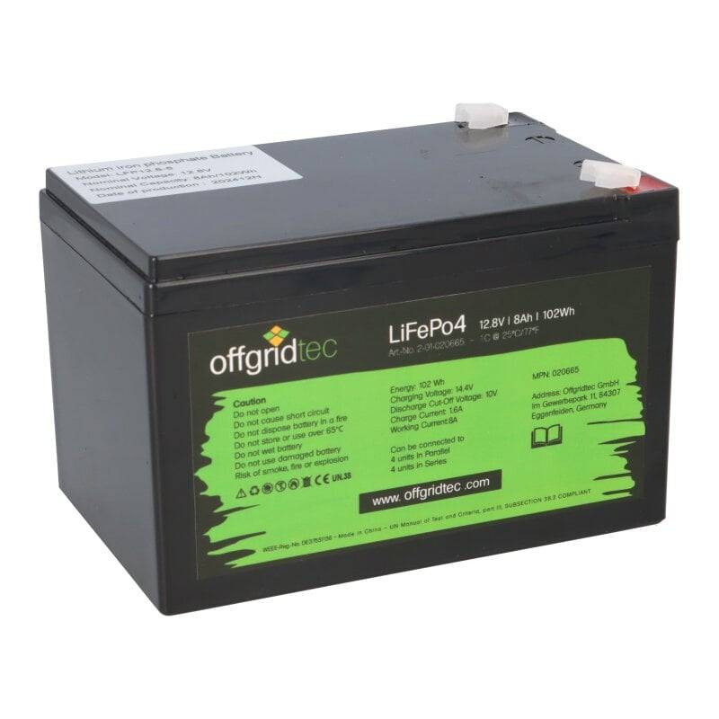 Offgridtec LifePo4 Akku 12/8 12,8V 8Ah 103Wh mit 0% MwSt nach §12 Abs. 3 UstG von offgridtec