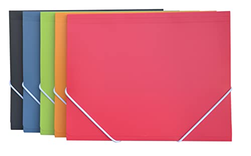 A5 Vital Colors Gummizugmappe, 100 % recycelbar, Quartilgröße, ideal für Rechnungen, Quittungen usw., robuster runder Gummizugverschluss, 51018 (5, sortiert) von office box