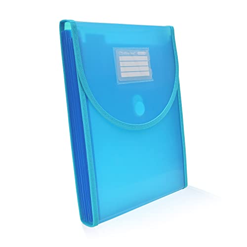 Aktenordner, vertikales Format, speziell für Rucksack, Ref. 41411AC, 10 Fächer und Klettverschluss mit verstärkten Kanten aus Stoff (Hellblau) von office box