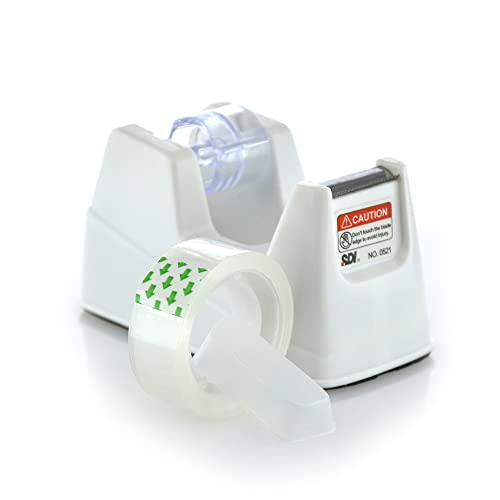 Mini Tape Ref.0521-M-B Klebebandabroller für den Tisch, schwer, hochwertig und geeignet für 33 m von Office Box (weiß) von office box
