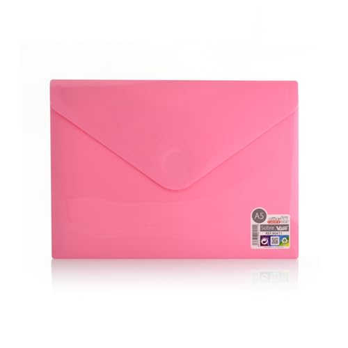 Office Box, V-Lock Dokumentenmappe mit Reißverschluss, Format A4+ und A5, ultra glänzend, mit Soft-Touch-Oberfläche, hergestellt aus 100 % Eco Polypropylen von Colorline. (A5, Rosa) von office box