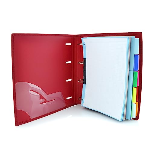 Office Box A4 Ordner & Block - 4 Ringe - 100 Blatt - 10 Trennwände - 80 Indikatoren - Rot von office box