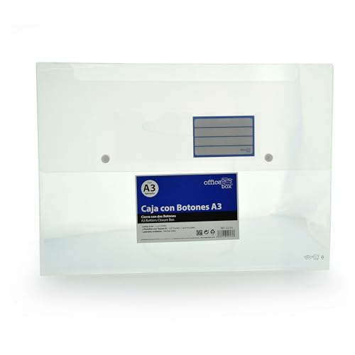 Projektboxen im A3-Format, transparent, mit Knopfverschluss, hohe Festigkeit und Qualität aus recycelbarem Polypropylen mit personalisierbaren Kartenfächern. von office box