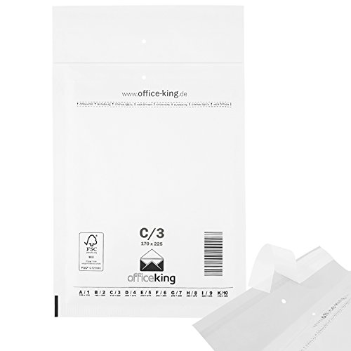 OfficeKing Luftpolstertaschen reißfest 50 Stk Weiss C/3 | 170 x 225mm DIN A5 B6+ von officeking