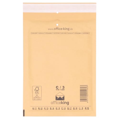 officeking 100 Luftpolsterversandtaschen Luftpolsterumschlag C3 braun 170 x 225 mm DIN A5 Luftpolster Verpackung Polsterumschläge Briefumschläge gepolstert von officeking